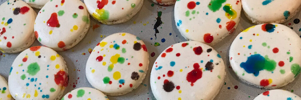 Confetti Macarons waiting to dry at Artisan Sweets and Bakery, Bixby Oklahoma 