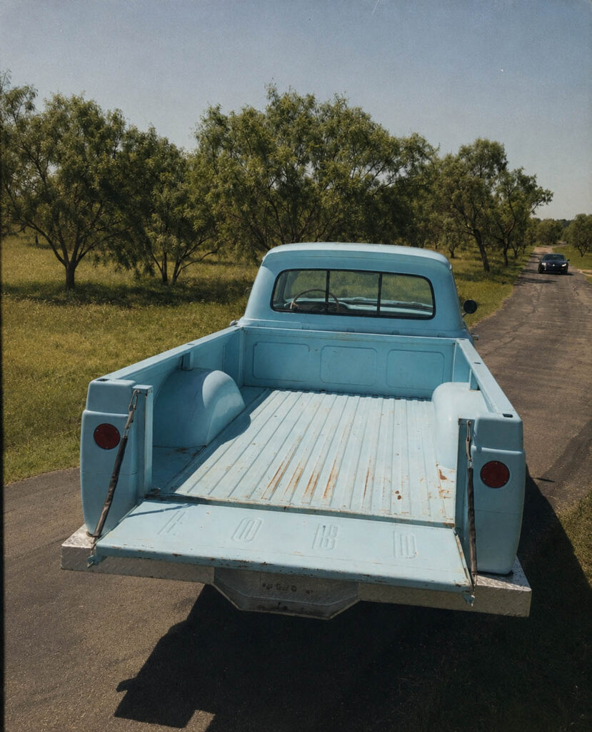 Vintage 1964 Ford truck parked at a summer picnic